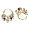 Oro Laminado Huggie Hoop, Gold Filled Style Evil Eye Design, Multicolor Resin Finish, Golden Finish, 02.63.2714.3.15
