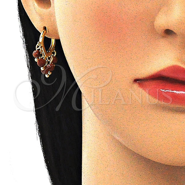 Gold Filled Hoop Earrings — Huggie Hoop with Brown Goldstone Venturina Polished 02.63. — alternate product view — SKU 145112 | Oro Laminado aretes de aro — Huggie Hoop with Brown Goldstone Venturina pulido 02.63. — SKU 145112
