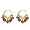 Oro Laminado Huggie Hoop, Gold Filled Style with Brown Goldstone Venturina, Polished, Golden Finish, 02.63.2715.15