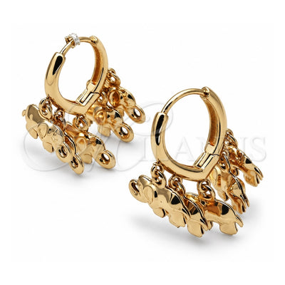 Oro Laminado Huggie Hoop, Gold Filled Style Elephant Design, Polished, Golden Finish, 02.63.2716.15