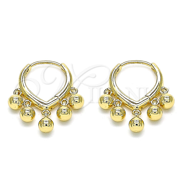 Gold Filled Hoop Earrings — Huggie Hoop Ball Design Polished 02.63. — main product view — SKU 145114 | Oro Laminado aretes de aro — Huggie Hoop Ball diseño pulido 02.63. — SKU 145114