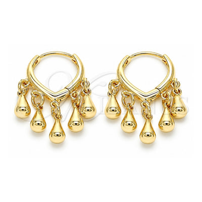 Oro Laminado Huggie Hoop, Gold Filled Style Teardrop Design, Polished, Golden Finish, 02.63.2718.15