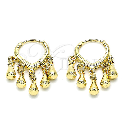 Oro Laminado Huggie Hoop, Gold Filled Style Teardrop Design, Polished, Golden Finish, 02.63.2718.15