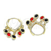 Oro Laminado Huggie Hoop, Gold Filled Style with Black and Garnet Crystal, Polished, Golden Finish, 02.63.2719.15