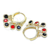 Oro Laminado Huggie Hoop, Gold Filled Style with Black and Garnet Crystal, Polished, Golden Finish, 02.63.2719.15