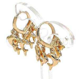 Gold Filled Hoop Earrings — Huggie Hoop Dolphin Design Polished 02.63. — main product view — SKU 145118 | Oro Laminado aretes de aro — Huggie Hoop Dolphin diseño pulido 02.63. — SKU 145118