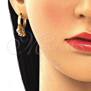 Gold Filled Hoop Earrings — Huggie Hoop Rattle Charm Design Polished 02.63. — main product view — SKU 145126 | Oro Laminado aretes de aro — Huggie Hoop Rattle Charm diseño pulido 02.63. — SKU 145126