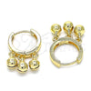 Oro Laminado Huggie Hoop, Gold Filled Style Rattle Charm Design, Polished, Golden Finish, 02.63.2726.15