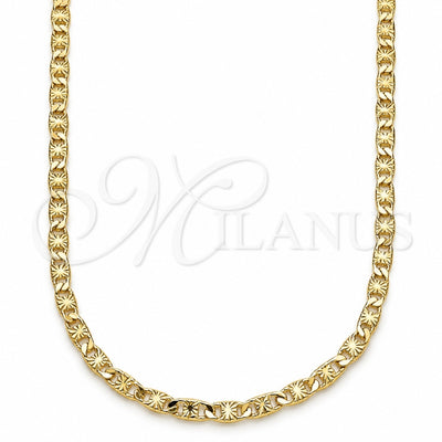 Oro Laminado Basic Necklace, Gold Filled Style Mariner Design, Diamond Cutting Finish, Golden Finish, 04.213.0243.18 (03 MM Thickness, 18 Inches Length)