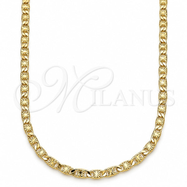 Oro Laminado Basic Necklace, Gold Filled Style Mariner Design, Diamond Cutting Finish, Golden Finish, 04.213.0243.18 (03 MM Thickness, 18 Inches Length)