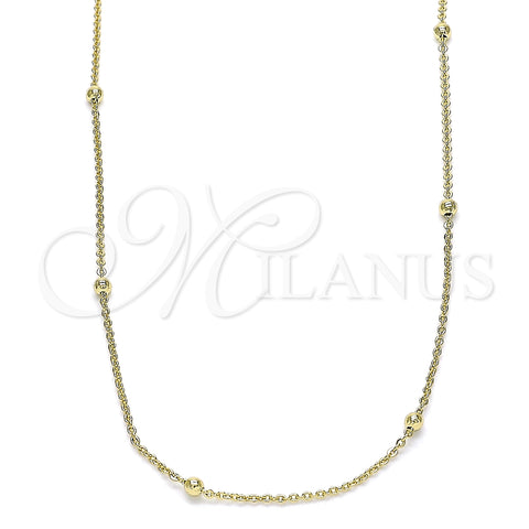 Oro Laminado Basic Necklace, Gold Filled Style Rolo Design, Polished, Golden Finish, 04.213.0248.18 (01 MM Thickness, 18 Inches Length)