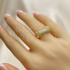 Oro Laminado Multi Stone Ring, Gold Filled Style with White Micro Pave, Polished, Golden Finish, 01.346.0009.09 (Size 9)