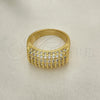 Oro Laminado Multi Stone Ring, Gold Filled Style with White Micro Pave, Polished, Golden Finish, 01.346.0009.09 (Size 9)