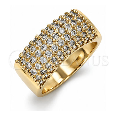 Oro Laminado Multi Stone Ring, Gold Filled Style with White Micro Pave, Polished, Golden Finish, 01.346.0009.09 (Size 9)
