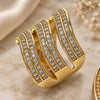 Oro Laminado Multi Stone Ring, Gold Filled Style with White Micro Pave, Polished, Golden Finish, 01.346.0016.07 (Size 7)