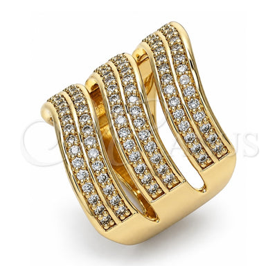 Oro Laminado Multi Stone Ring, Gold Filled Style with White Micro Pave, Polished, Golden Finish, 01.346.0016.09 (Size 9)