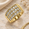 Oro Laminado Multi Stone Ring, Gold Filled Style with White Cubic Zirconia, Polished, Golden Finish, 01.346.0017.08 (Size 8)