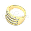 Oro Laminado Multi Stone Ring, Gold Filled Style with White Cubic Zirconia, Polished, Golden Finish, 01.346.0017.09 (Size 9)