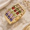 Oro Laminado Multi Stone Ring, Gold Filled Style with Multicolor Cubic Zirconia, Polished, Golden Finish, 01.346.0017.1.08 (Size 8)