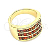 Oro Laminado Multi Stone Ring, Gold Filled Style with Garnet Cubic Zirconia, Polished, Golden Finish, 01.346.0017.2.07 (Size 7)