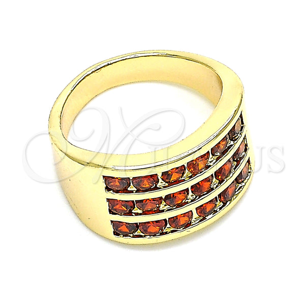 Oro Laminado Multi Stone Ring, Gold Filled Style with Garnet Cubic Zirconia, Polished, Golden Finish, 01.346.0017.2.08 (Size 8)