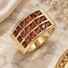 Oro Laminado Multi Stone Ring, Gold Filled Style with Garnet Cubic Zirconia, Polished, Golden Finish, 01.346.0017.2.08 (Size 8)