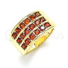Oro Laminado Multi Stone Ring, Gold Filled Style with Garnet Cubic Zirconia, Polished, Golden Finish for wholesale, main product view