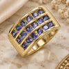 Oro Laminado Multi Stone Ring, Gold Filled Style Polished, Golden Finish, 01.346.0017.3.08 (Size 8)