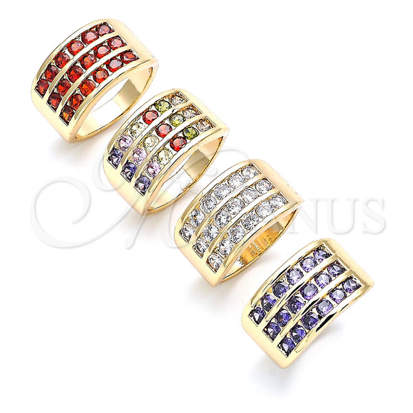 Gold Filled Ring — Multi Stone Ring with Amethyst Cubic Zirconia Polished — main product view — SKU 145196 | Oro Laminado anillo — Multi Stone Ring with Amethyst Cubic Zirconia pulido — SKU 145196
