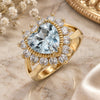 Oro Laminado Multi Stone Ring, Gold Filled Style Heart Design, with White Cubic Zirconia, Polished, Golden Finish, 01.346.0018.09 (Size 9)