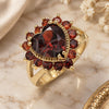 Oro Laminado Multi Stone Ring, Gold Filled Style Heart Design, with Garnet Cubic Zirconia, Polished, Golden Finish, 01.346.0018.2.09 (Size 9)