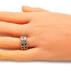 Oro Laminado Multi Stone Ring, Gold Filled Style Leaf Design, with Multicolor Cubic Zirconia, Polished, Golden Finish, 01.346.0019.1.09 (Size 9)