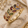 Oro Laminado Multi Stone Ring, Gold Filled Style Leaf Design, with Multicolor Cubic Zirconia, Polished, Golden Finish, 01.346.0019.1.09 (Size 9)