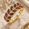 Oro Laminado Multi Stone Ring, Gold Filled Style Leaf Design, with Garnet Cubic Zirconia, Polished, Golden Finish, 01.346.0019.2.09 (Size 9)