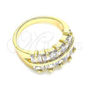 Oro Laminado Multi Stone Ring, Gold Filled Style with White Cubic Zirconia, Polished, Golden Finish, 01.346.0020.08 (Size 8)