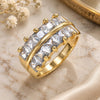 Oro Laminado Multi Stone Ring, Gold Filled Style with White Cubic Zirconia, Polished, Golden Finish, 01.346.0020.08 (Size 8)