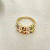 Oro Laminado Multi Stone Ring, Gold Filled Style with Multicolor Cubic Zirconia, Polished, Golden Finish, 01.346.0020.1.07 (Size 7)