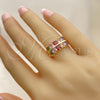 Oro Laminado Multi Stone Ring, Gold Filled Style with Multicolor Cubic Zirconia, Polished, Golden Finish, 01.346.0020.1.08 (Size 8)
