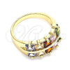 Oro Laminado Multi Stone Ring, Gold Filled Style with Multicolor Cubic Zirconia, Polished, Golden Finish, 01.346.0020.1.08 (Size 8)