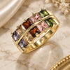 Oro Laminado Multi Stone Ring, Gold Filled Style with Multicolor Cubic Zirconia, Polished, Golden Finish, 01.346.0020.1.09 (Size 9)