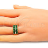 Oro Laminado Multi Stone Ring, Gold Filled Style with Green Cubic Zirconia, Polished, Golden Finish, 01.346.0020.3.07 (Size 7)