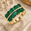 Oro Laminado Multi Stone Ring, Gold Filled Style with Green Cubic Zirconia, Polished, Golden Finish, 01.346.0020.3.07 (Size 7)
