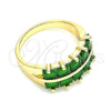 Oro Laminado Multi Stone Ring, Gold Filled Style with Green Cubic Zirconia, Polished, Golden Finish, 01.346.0020.3.09 (Size 9)