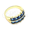 Oro Laminado Multi Stone Ring, Gold Filled Style with Sapphire Blue Cubic Zirconia, Polished, Golden Finish, 01.346.0020.4.09 (Size 9)