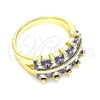 Oro Laminado Multi Stone Ring, Gold Filled Style with Amethyst Cubic Zirconia, Polished, Golden Finish, 01.346.0020.5.07 (Size 7)