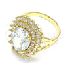 Oro Laminado Multi Stone Ring, Gold Filled Style with White Cubic Zirconia, Polished, Golden Finish, 01.346.0021.07 (Size 7)