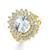 Oro Laminado Multi Stone Ring, Gold Filled Style with White Cubic Zirconia, Polished, Golden Finish, 01.346.0021.07 (Size 7)
