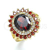 Oro Laminado Multi Stone Ring, Gold Filled Style with Garnet and White Cubic Zirconia, Polished, Golden Finish, 01.346.0021.2.07 (Size 7)