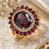 Oro Laminado Multi Stone Ring, Gold Filled Style with Garnet and White Cubic Zirconia, Polished, Golden Finish, 01.346.0021.2.09 (Size 9)
