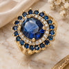 Oro Laminado Multi Stone Ring, Gold Filled Style with Sapphire Blue and White Cubic Zirconia, Polished, Golden Finish, 01.346.0021.4.07 (Size 7)